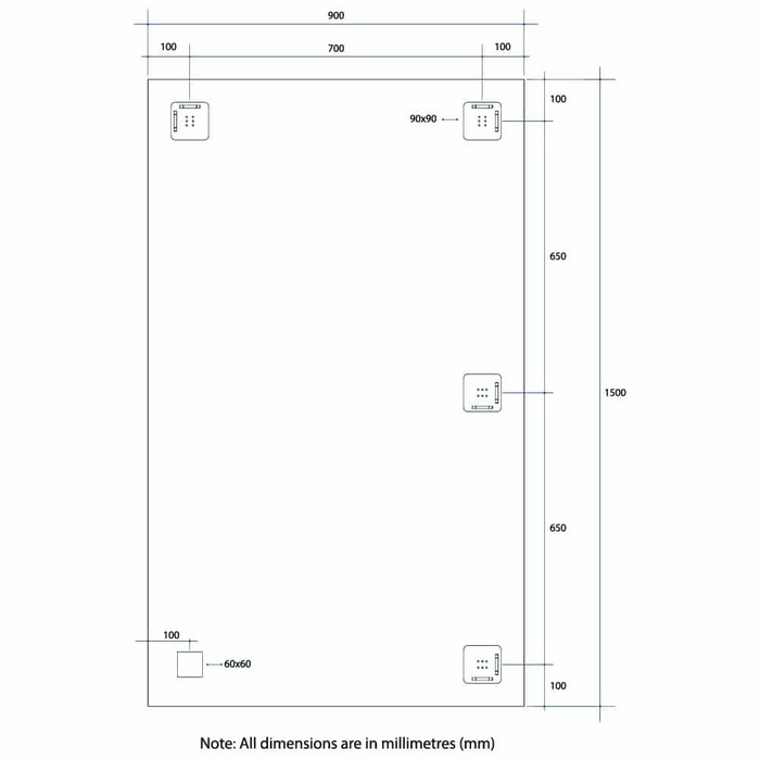 Montana Square 25mm Bevel Edge Mirror - with Hangers