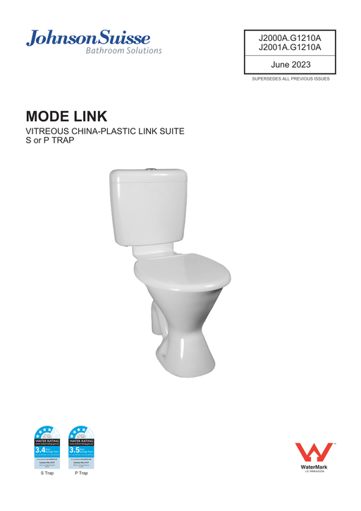 Johnson Suisse Mode Plastic Link Toilet Suite S Trap