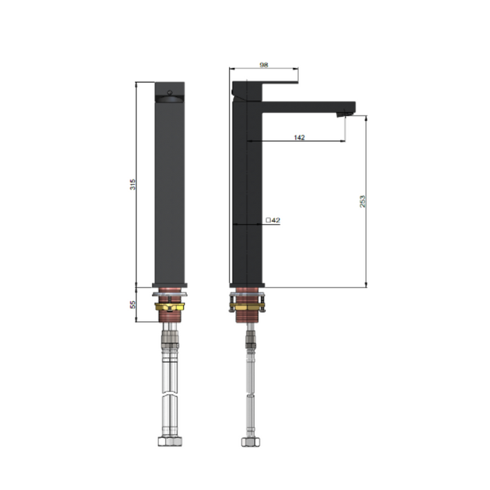 Meir Square Tall Basin Mixer