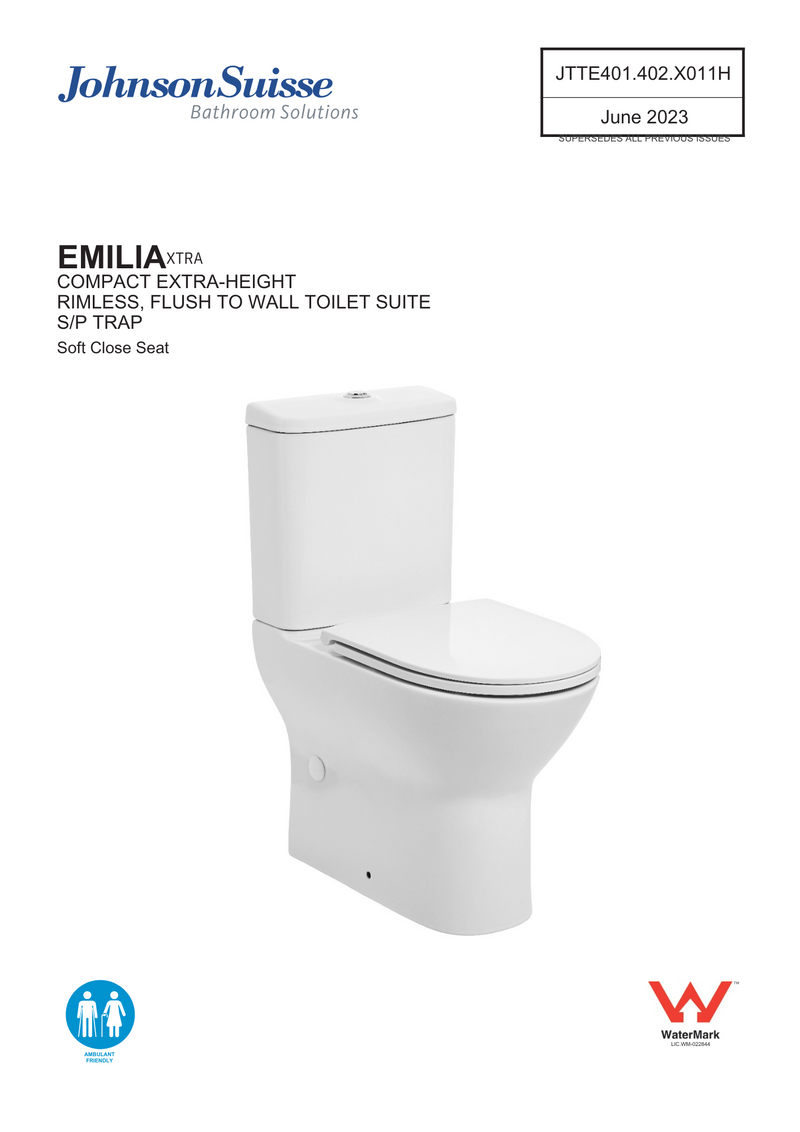 Johnson Suisse Emilia Xtra Rimless FTW Toilet Suite