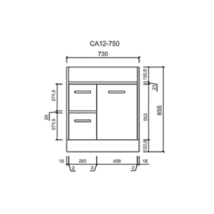 Aulic Rocky White Cabinet With Options Of Handles 750mm