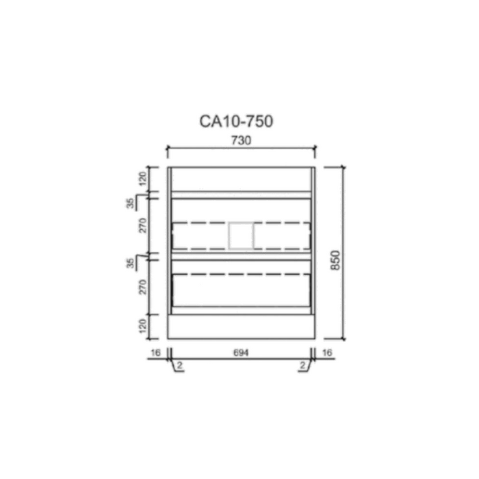 Aulic Max Finger Pull Cabinet  750mm