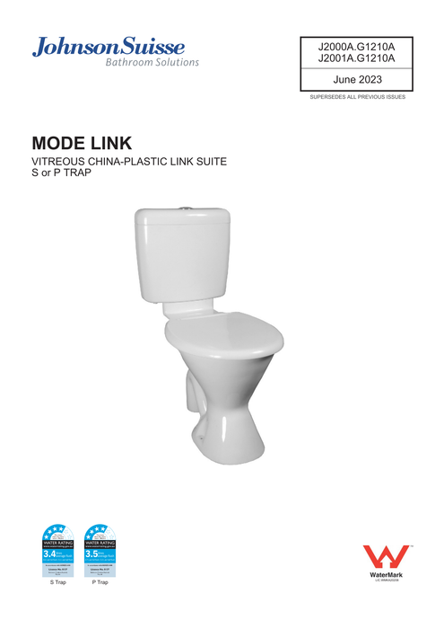 Johnson Suisse Mode Plastic Link Toilet Suite P Trap