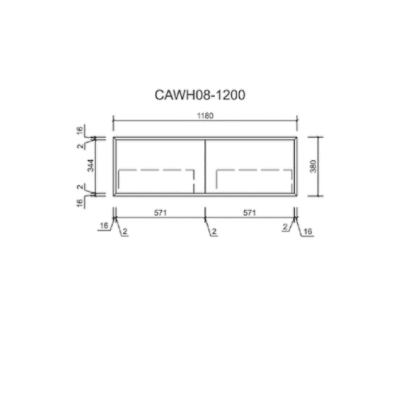 Mia Wall Hung Push Open Cabinet For Double Bowl 1200mm