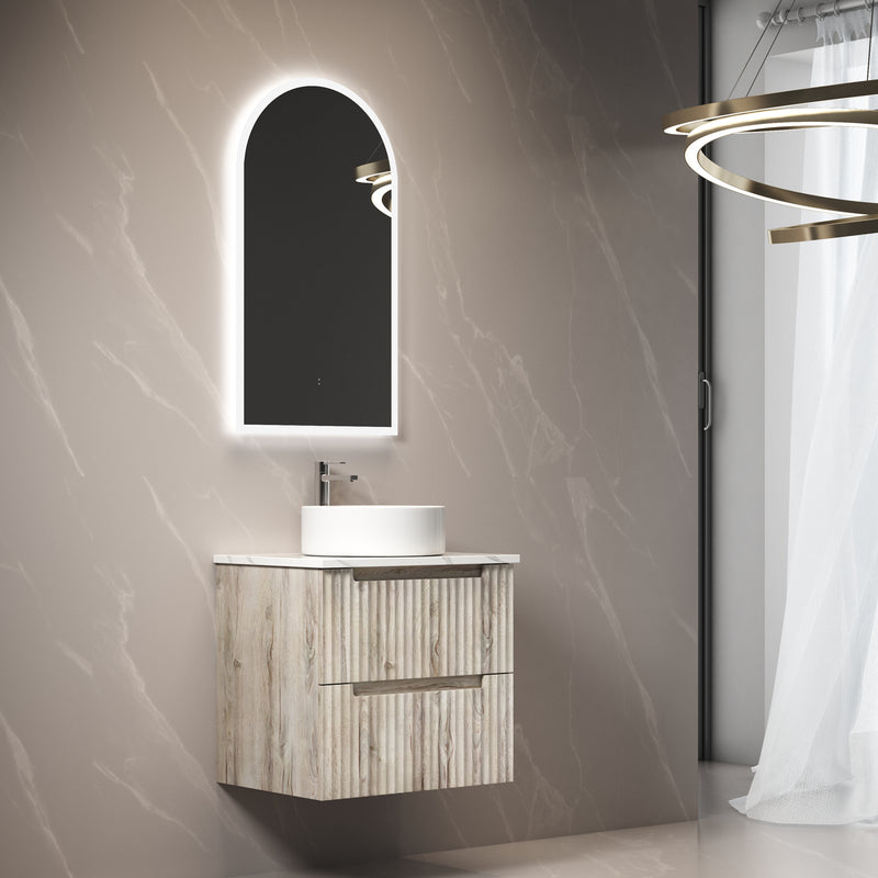 Aulic Tuscana Wall Hung Wave Groove Finger Pull Cabinet 600mm