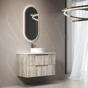 Aulic Tuscana Wall Hung Wave Groove Finger Pull Cabinet 900mm