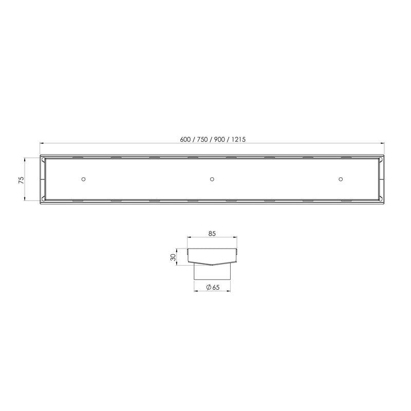 Phoenix V Channel Drain TI 75 x 1215mm Outlet 65mm