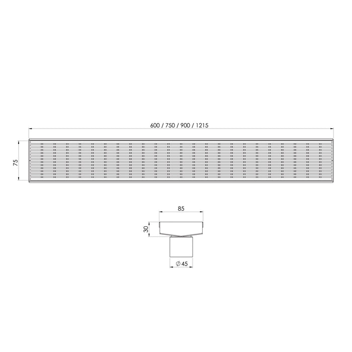 Phoenix V Channel Drain HG 75 x 1215mm Outlet 45mm