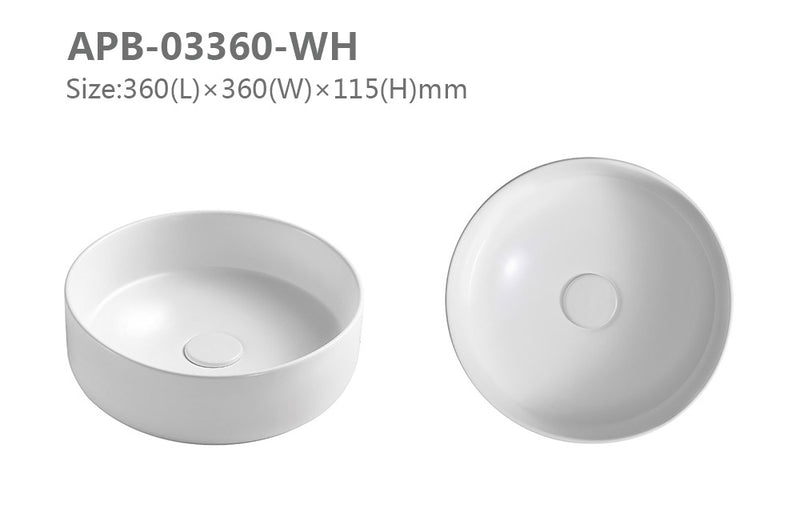 BNK Naga APB-03360-WH Above Counter Basin Gloss White