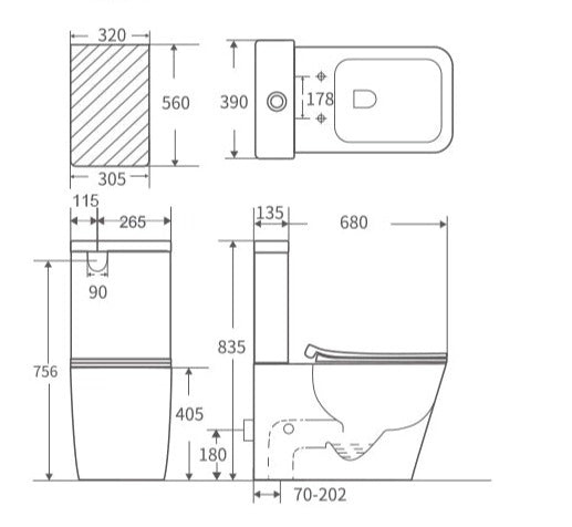 BNK Naga Caserta Back To Wall Rimless Toilet Suite