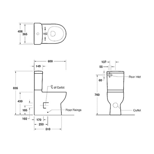 Reach Compact BTW Rear Entry Toilet Suite