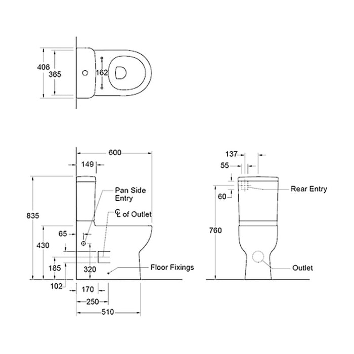 Reach Reach Back To Wall Toilet Suite – Rear or Side Entry