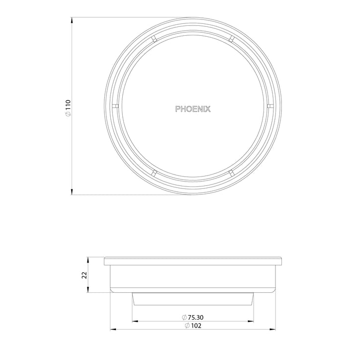 Phoenix Point Drain Round 100mm Outlet 76mm