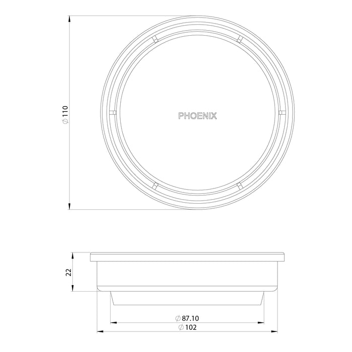 Phoenix Point Drain Round 100mm Outlet 90mm