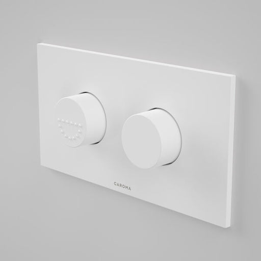 Caroma Invisi Series II® Round Dual Flush Plate & Raised Care Buttons (Plastic) White (GermGard®)