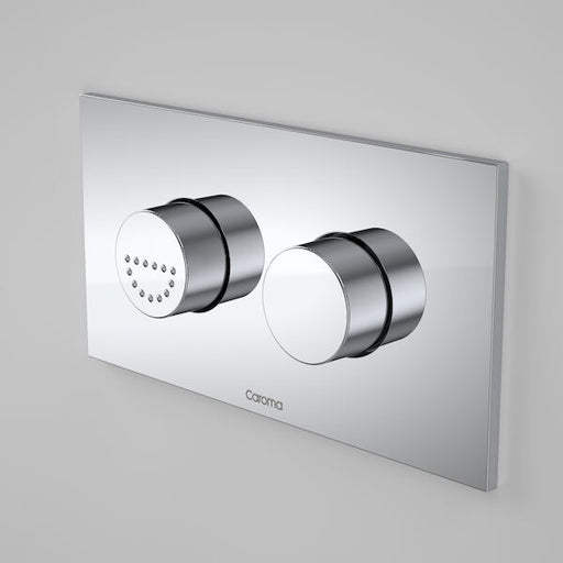 Caroma Invisi Series II® Round Dual Flush Plate & Raised Care Buttons (Plastic/Metal) Chrome