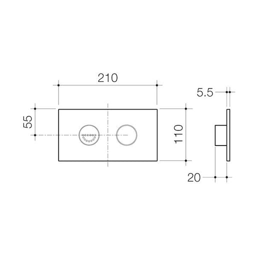 Caroma Invisi Series II® Round Dual Flush Plate & Raised Care Buttons (Plastic/Metal) Chrome