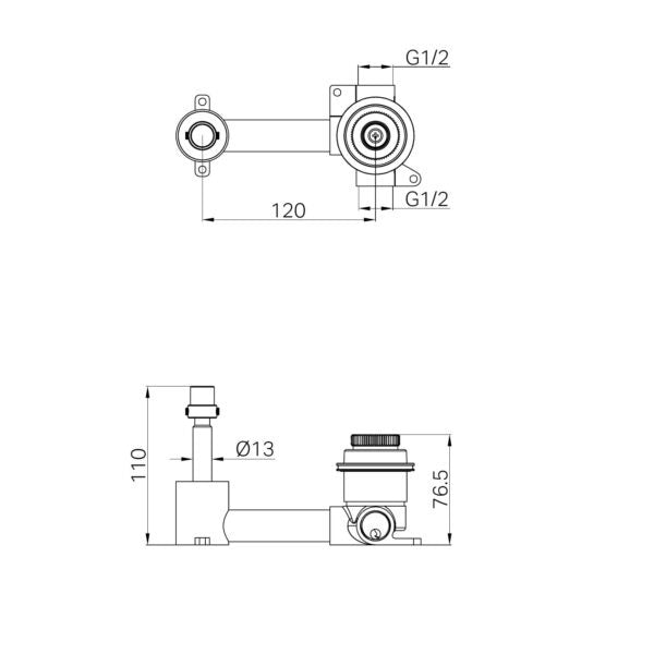 Nero Serenity Progressive Wall Basin Mixer Body