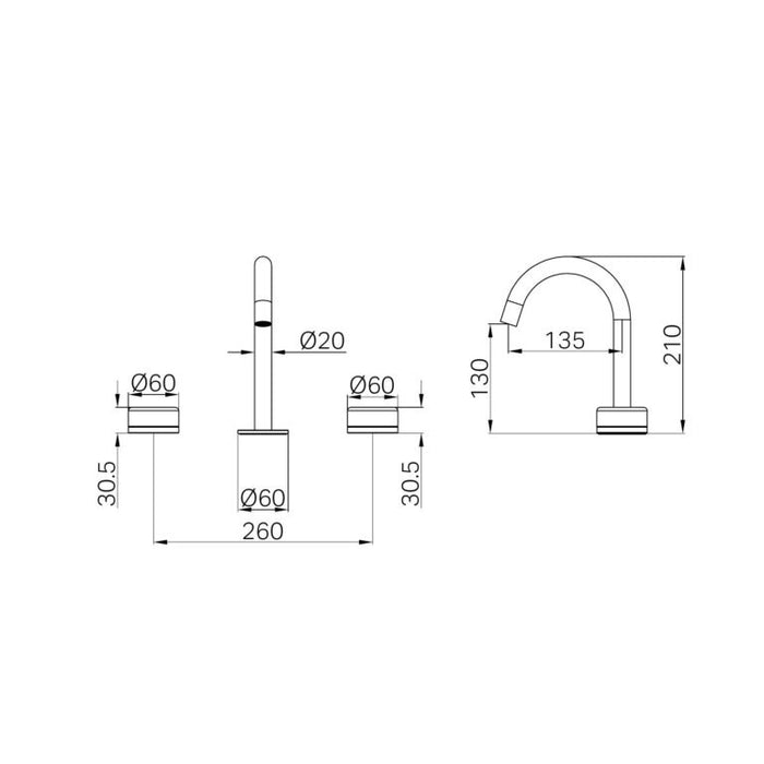 Nero Serenity Basin Set Arc Spout with Carrara Handle