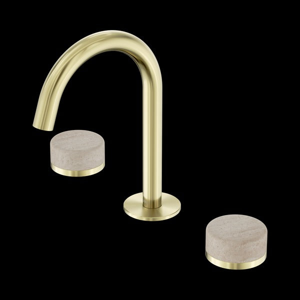 Nero Serenity Basin Set Arc Spout with Rome Travertine Handle