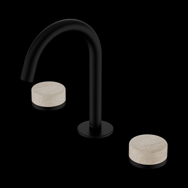 Nero Serenity Basin Set Arc Spout with Rome Travertine Handle