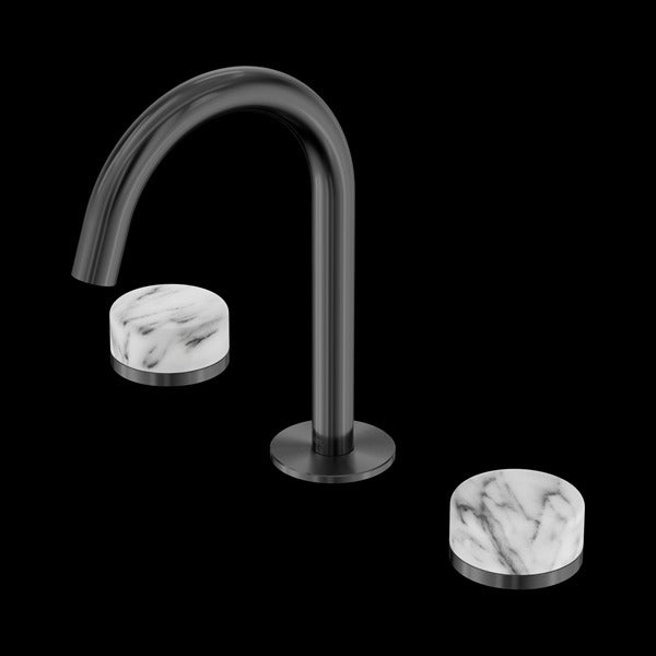 Nero Serenity Basin Set Arc Spout with Arabescato Corchia Handle