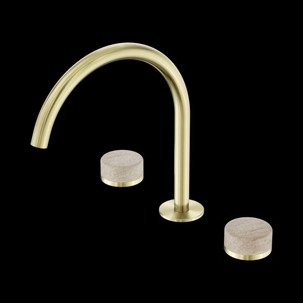 Nero Serenity Bath/Kitchen Set Arc Spout With Rome Travertine Handle