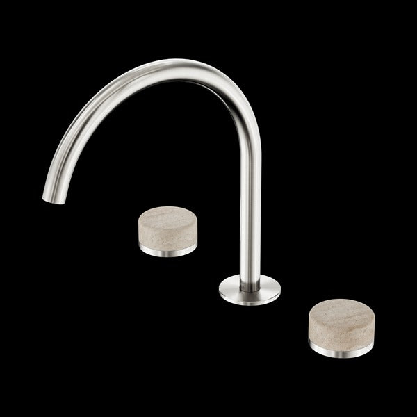 Nero Serenity Bath/Kitchen Set Arc Spout With Rome Travertine Handle