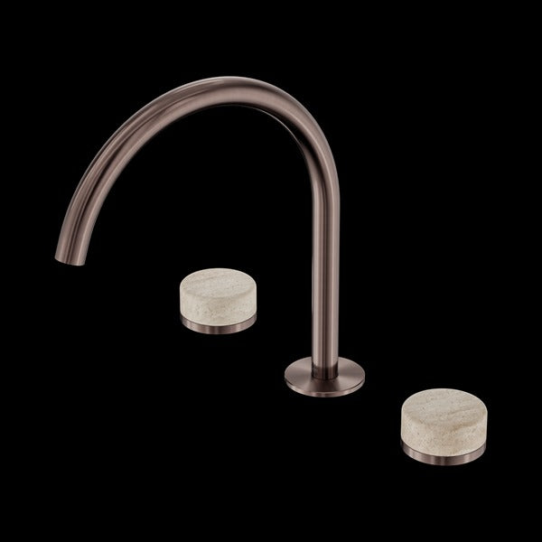 Nero Serenity Bath/Kitchen Set Arc Spout With Rome Travertine Handle