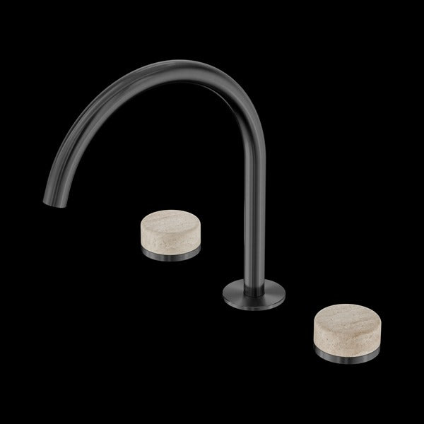 Nero Serenity Bath/Kitchen Set Arc Spout With Rome Travertine Handle