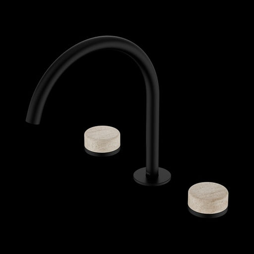 Nero Serenity Bath/Kitchen Set Arc Spout With Rome Travertine Handle