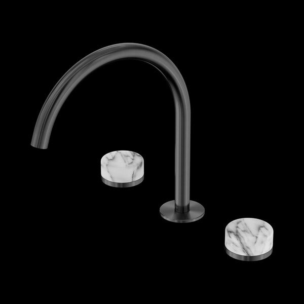 Nero Serenity Bath/kitchen Set Arc Spout with Arabescato Corchia Handle