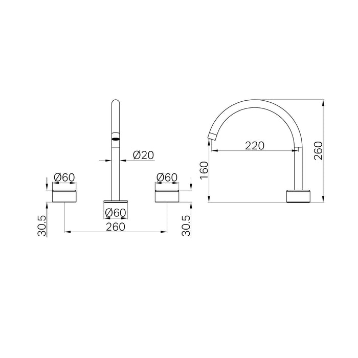 Nero Serenity Bath/kitchen Set Arc Spout with Metal Handle