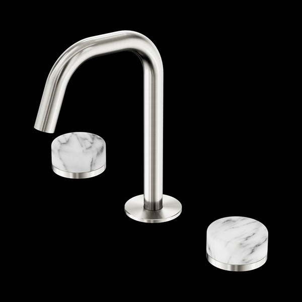 Nero Serenity Basin Set Edge Spout with Arabescato Corchia Handle