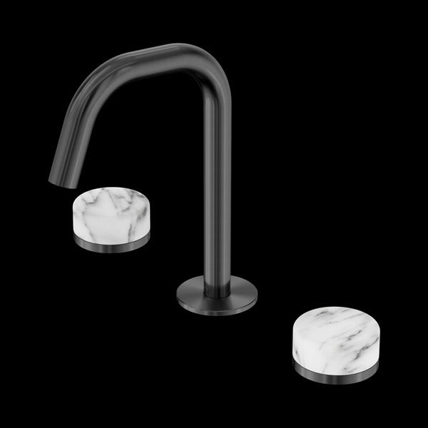 Nero Serenity Basin Set Edge Spout with Arabescato Corchia Handle
