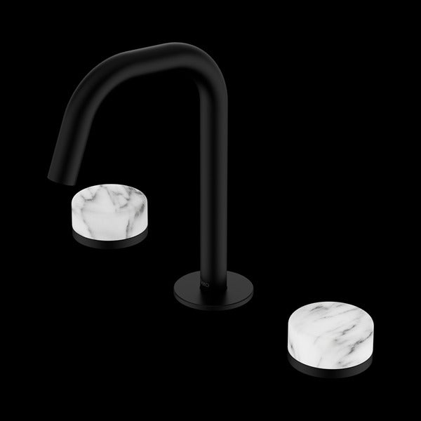 Nero Serenity Basin Set Edge Spout with Arabescato Corchia Handle