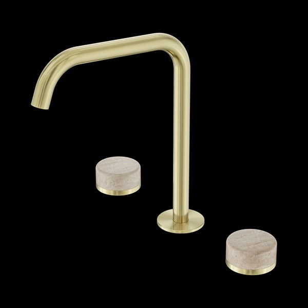 Nero Serenity Bath/kitchen Set Edge Spout with Rome Travertine Handle