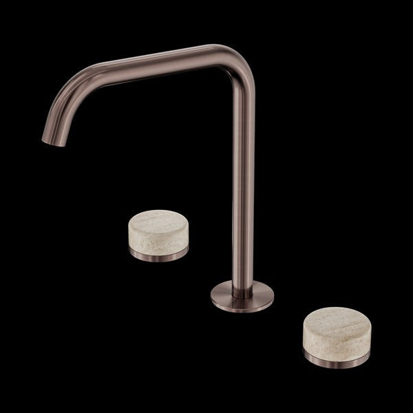 Nero Serenity Bath/kitchen Set Edge Spout with Rome Travertine Handle
