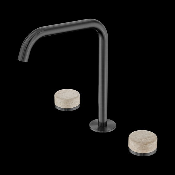 Nero Serenity Bath/kitchen Set Edge Spout with Rome Travertine Handle