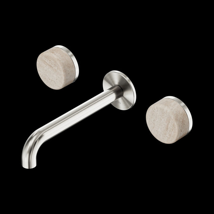 Nero Serenity Wall Basin Set Spout With Rome Travertine Handle
