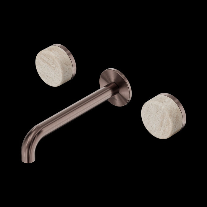 Nero Serenity Wall Basin Set Spout With Rome Travertine Handle