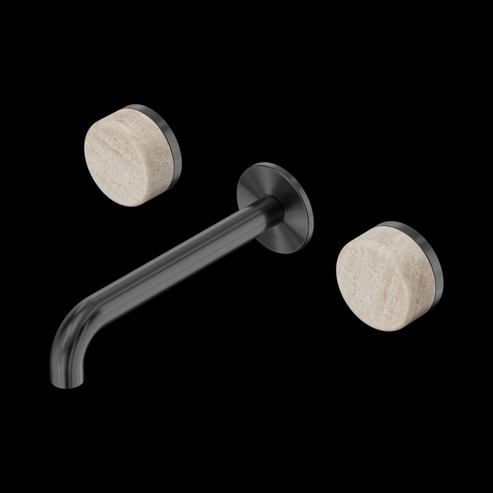 Nero Serenity Wall Basin Set Spout With Rome Travertine Handle
