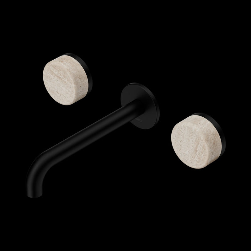 Nero Serenity Wall Basin Set Spout With Rome Travertine Handle