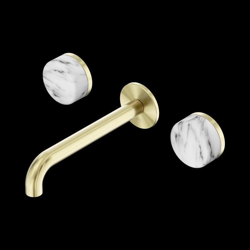 Nero Serenity Wall Basin Set Spout With Arabescato Corchia Handle