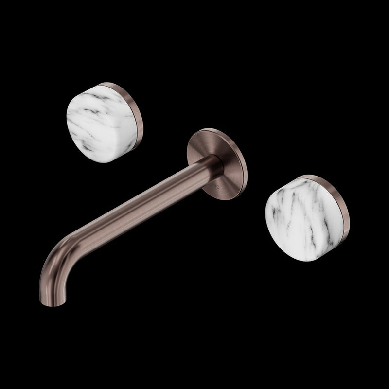Nero Serenity Wall Basin Set Spout With Arabescato Corchia Handle