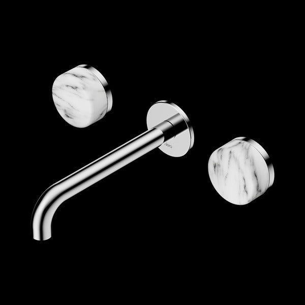 Nero Serenity Wall Basin Set Spout With Arabescato Corchia Handle