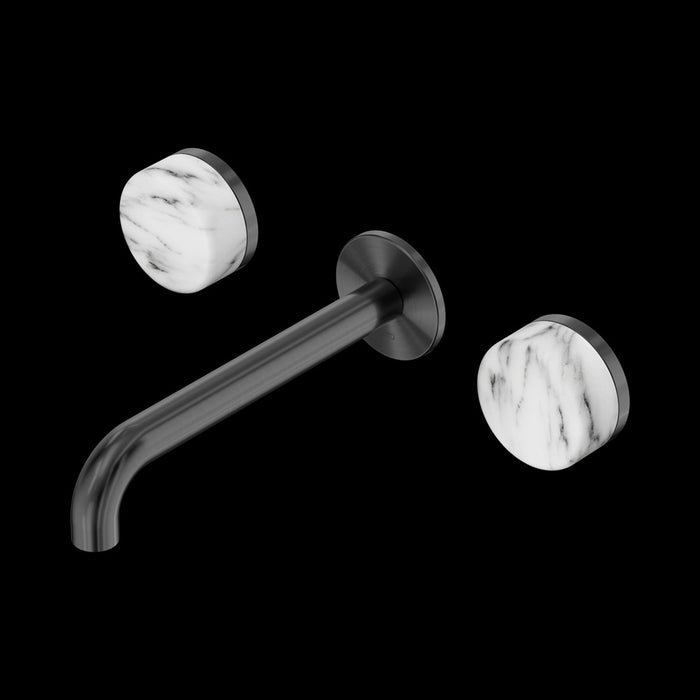 Nero Serenity Wall Basin Set Spout With Arabescato Corchia Handle