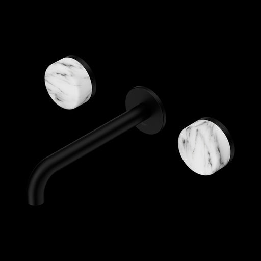 Nero Serenity Wall Basin Set Spout With Arabescato Corchia Handle