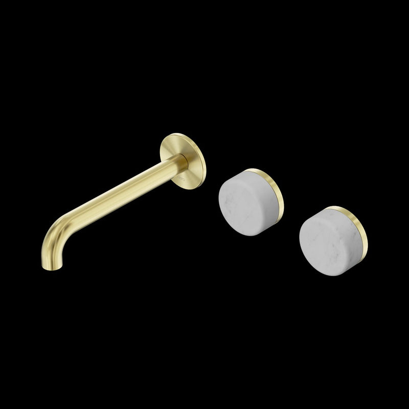 Nero Serenity Wall Basin Set Offset Spout With Carrara Handle