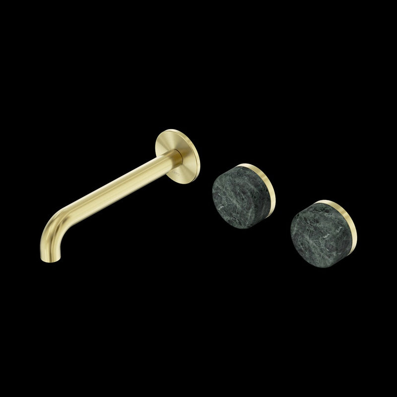 Nero Serenity Wall Basin Set Offset Spout With Verde Alpi Handle